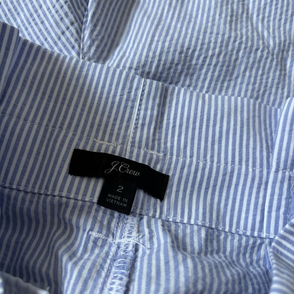 J. Crew Women's Size 2 Blue/White Striped Seersucker Paper Bag Shorts - Picture 5 of 5